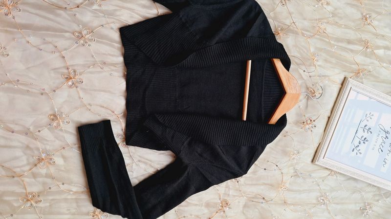 Black Bolero Crop Sweater