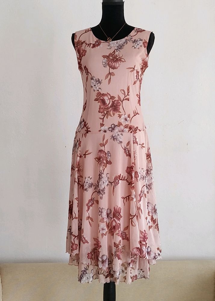 Y2k Vintage Pink Floral Sheer Dress