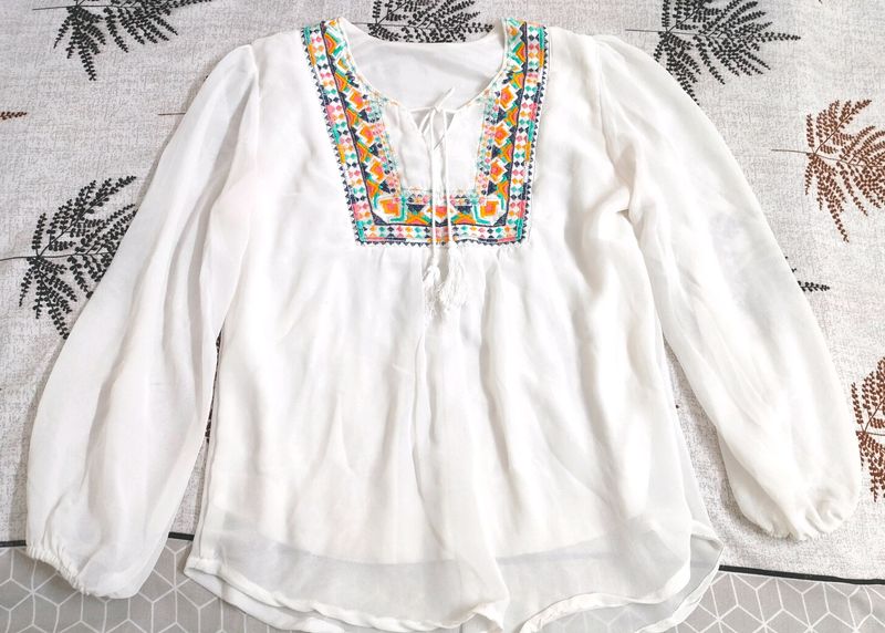 Trendy Y2k White Fancy Top