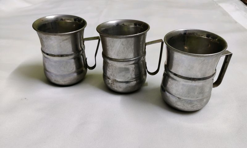 Steel Tea Cups (Pack Of 3)