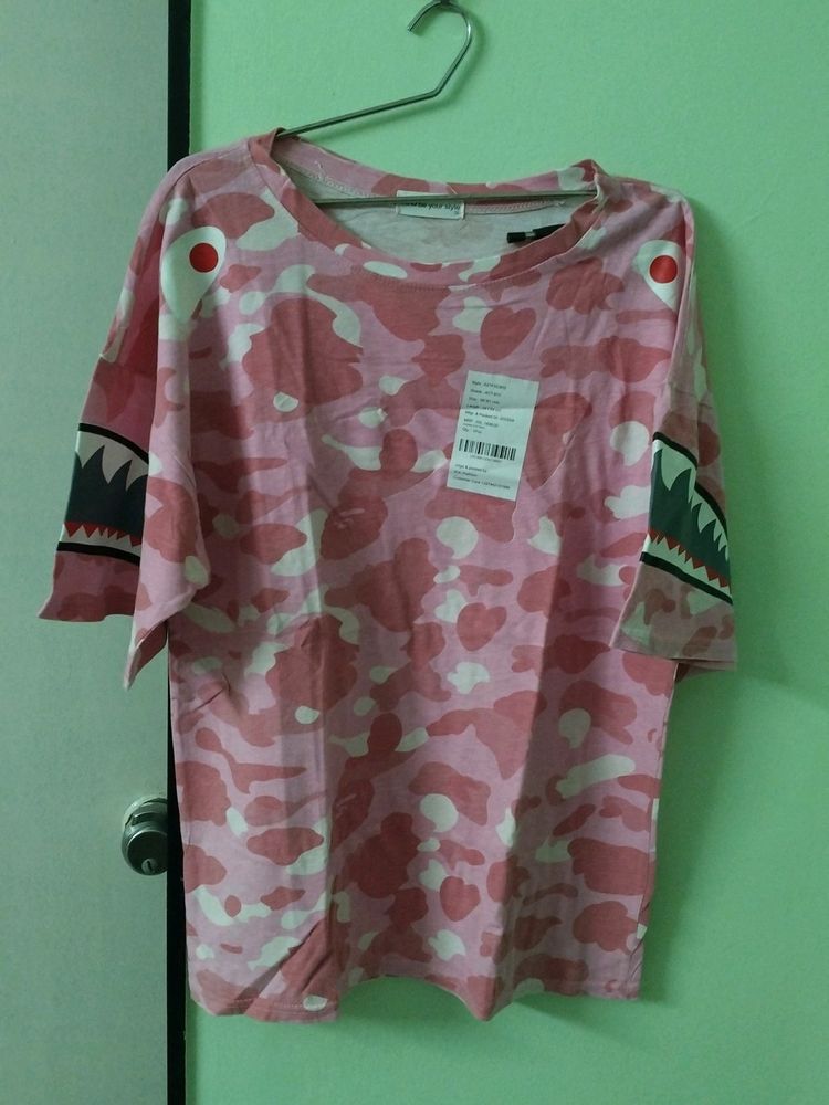 Shark Print New Pink Tshirt