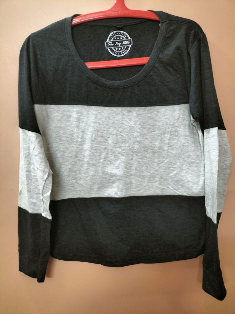 Long Sleeves T-shirt In Black And Grey