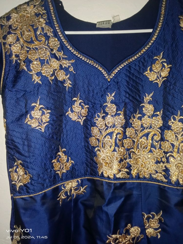 Gown With Golden Beads Work
