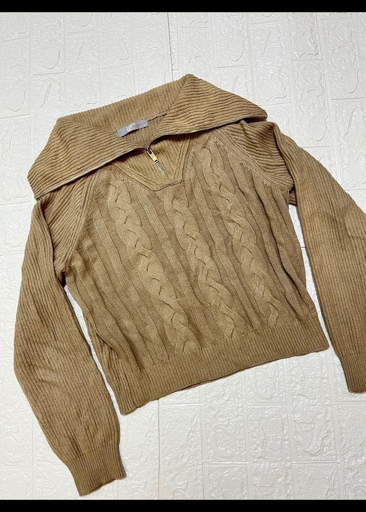 Beige Ziper Sweater