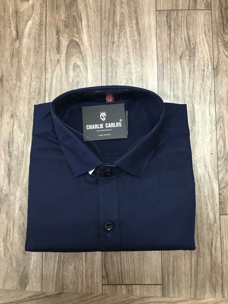 Dark Blue Cotton M Formal Shirt