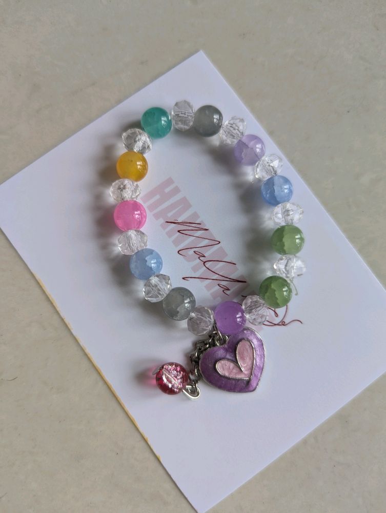 ♥️ Lavender Heart Pastel Beads Bracelet♥️