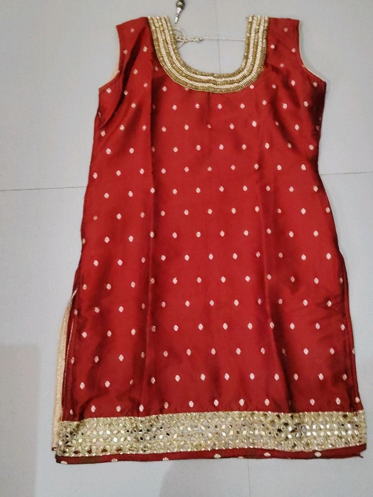 Patiyala Slwar Kurta With Duptta .. Maroon &cream