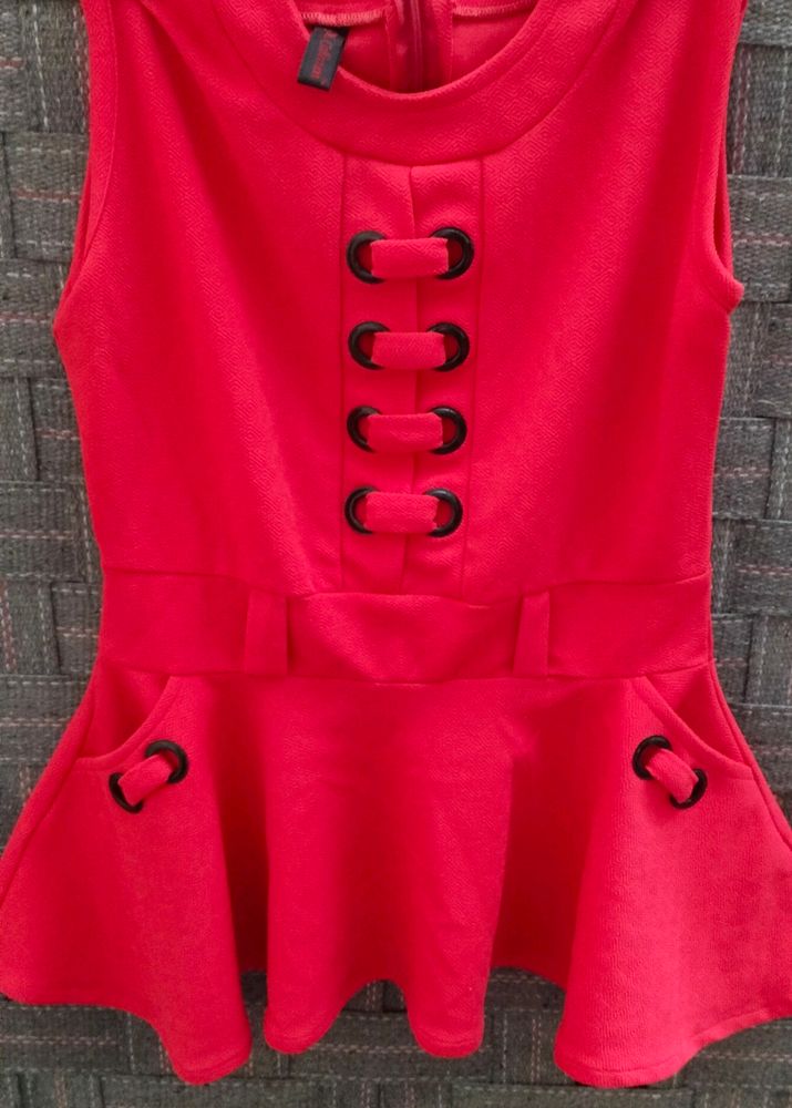 A Beautiful Red Coloured Peplum Top