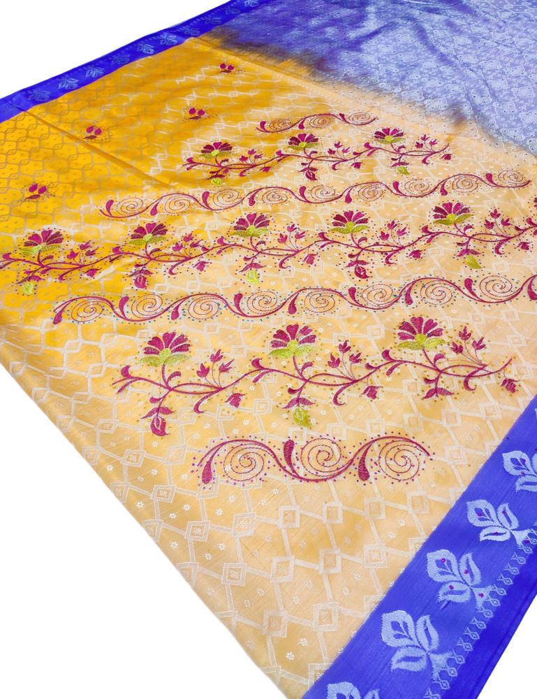 Soft Silk Saree With Embroidery And Sparkle