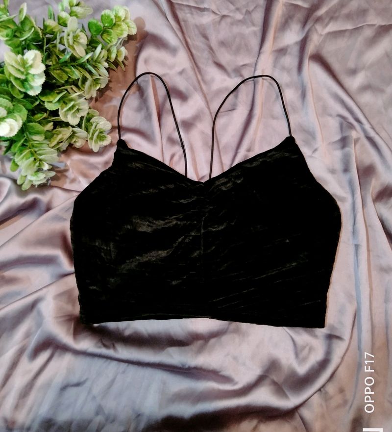 Black Velvet Crop Top