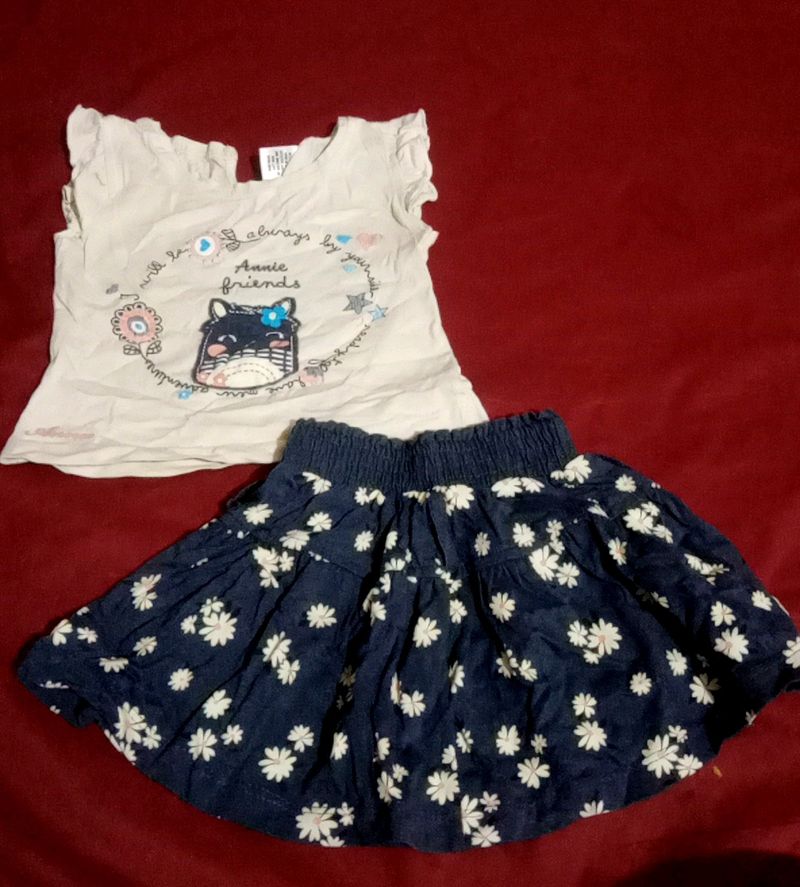 Baby Girl T-shirt Skirt Dress 6to12 Months