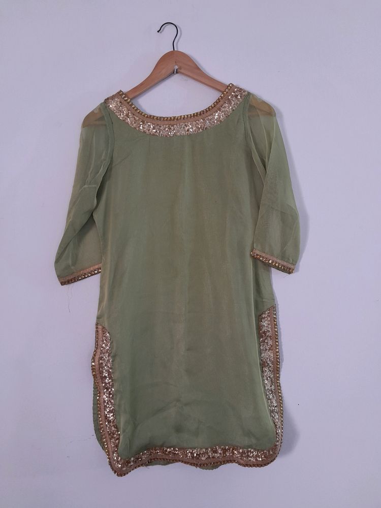 Light Green Sequence Kurta (Women's)