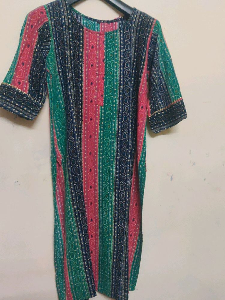 Multi Colour Straight Kurti