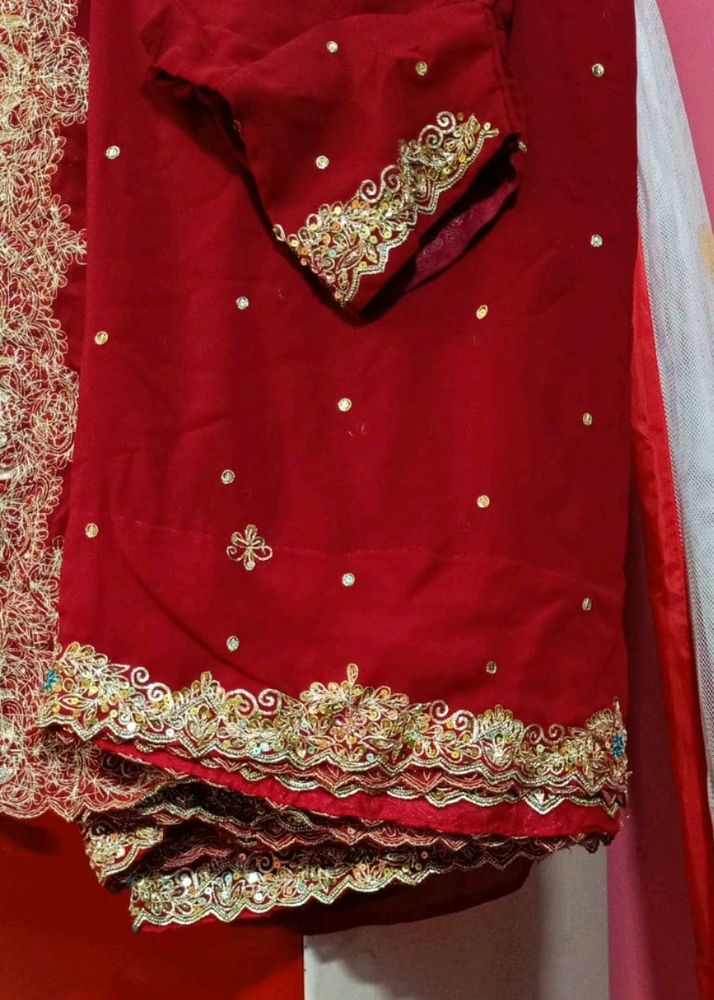 Red Wedding Saree With Blouse ♥️