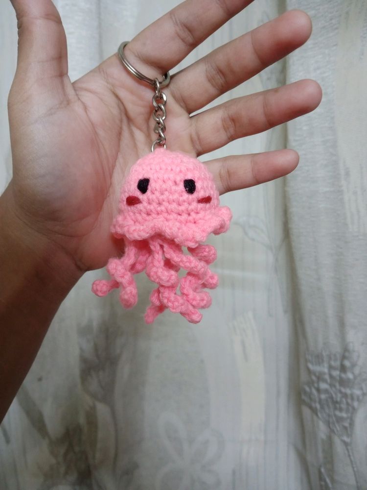 Crochet Pink Octopus Keychain 💗🐙