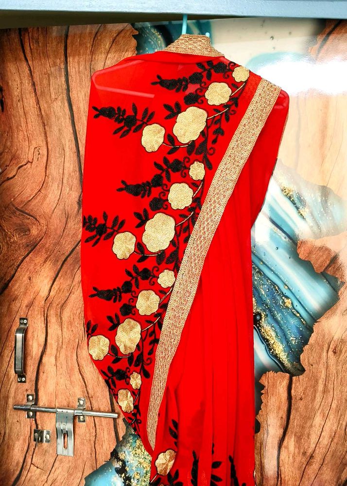 New Saree With Unstitched Attached Blouse