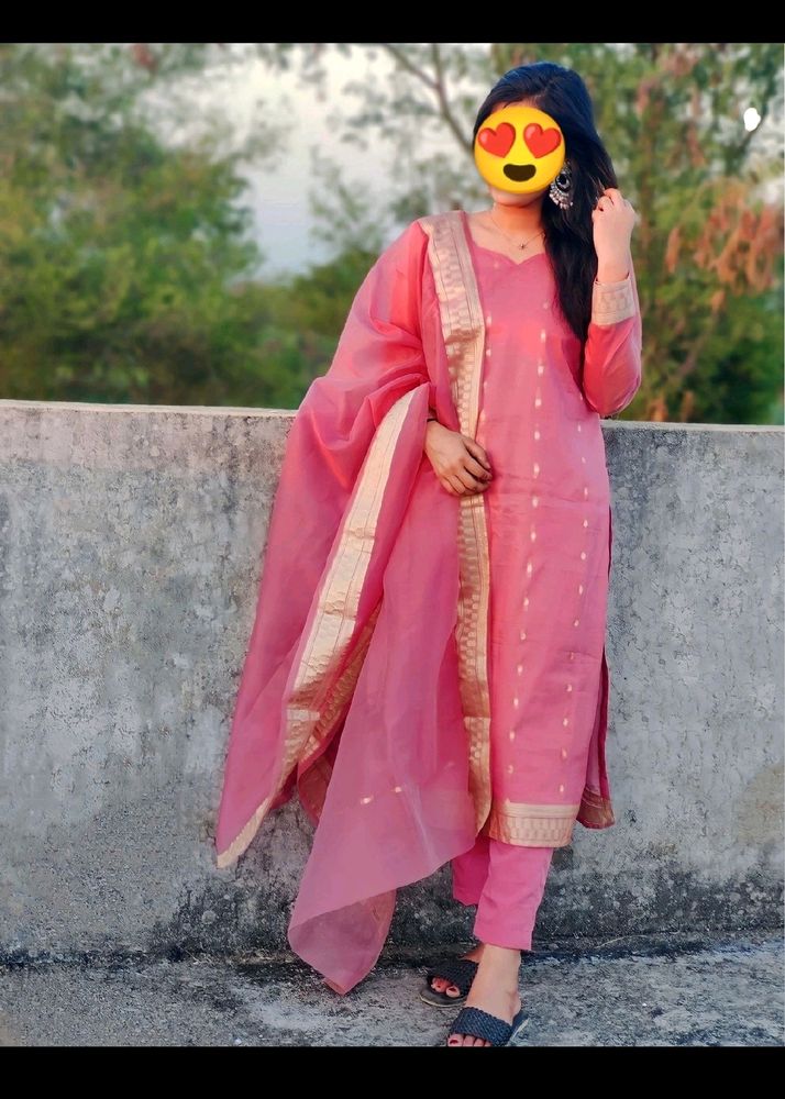 Diwali Special ✨Organza Kurta Pants And Dupatta