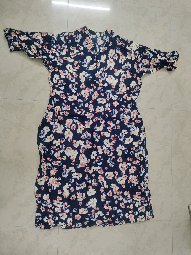 Floral Navy Blue Kurti