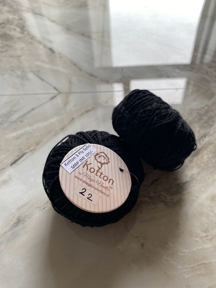 Mercerised Cotton Yarn by Kotton black 🧶