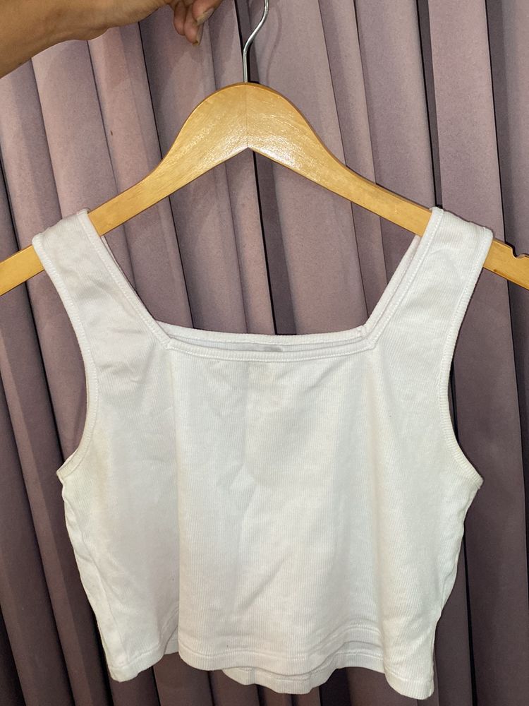 White Ribbed Croptop Women