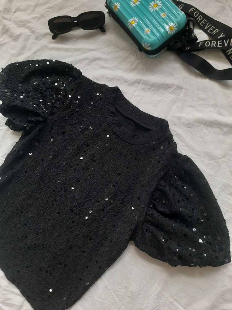 Women Black Sparkle top