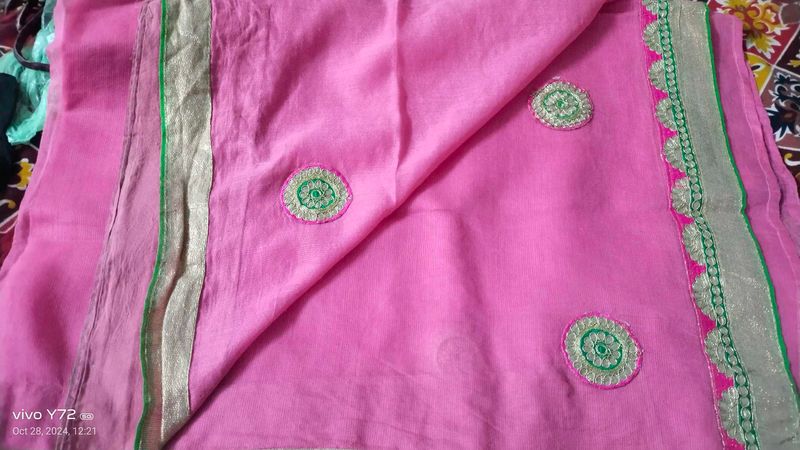 Very Beautiful Pink Cotton Saree