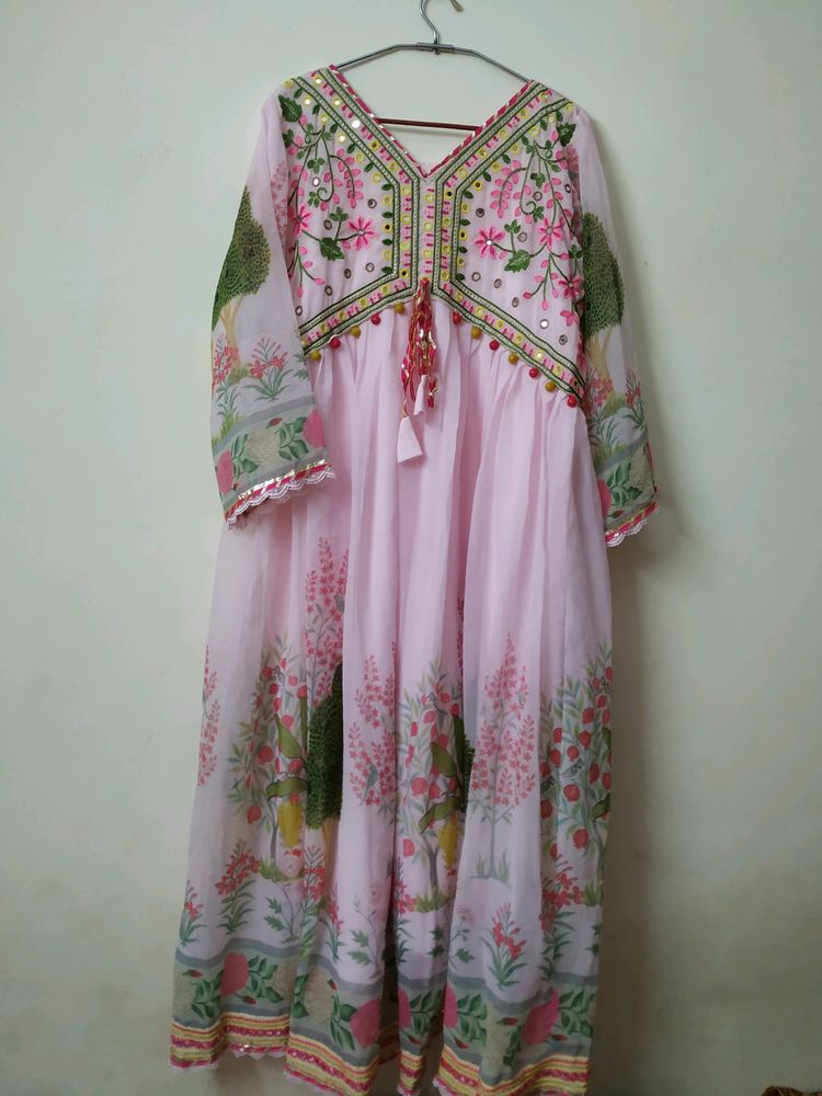 Pink Floral Anarkali Suit Set💞