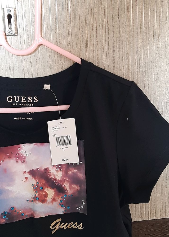 Brand New GUESS Tee Shirt With Stone Detailings