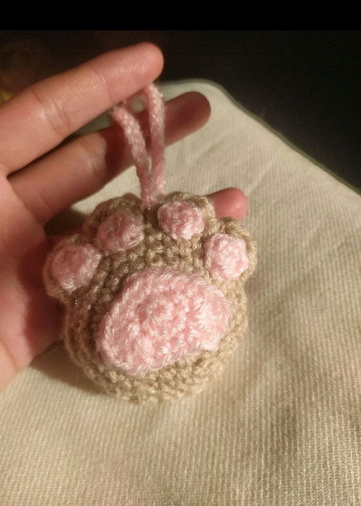 Crochet Cat Paw Keychain