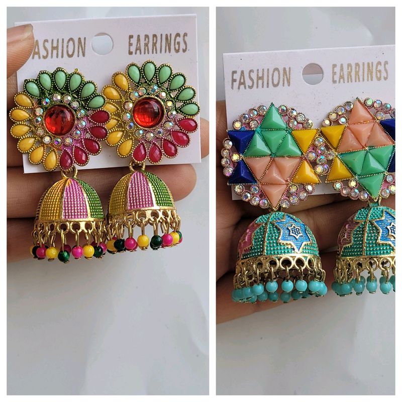 2 Jhumka Set Multicolor