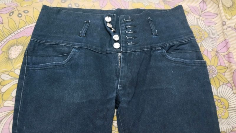 Multi Button High Waist Jeans