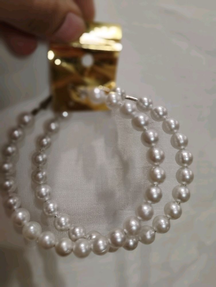 Beautiful Pearl Hoop Earrings