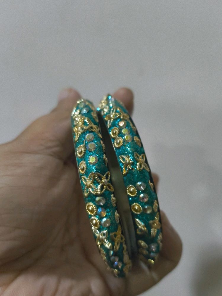 BLUE FESTIVE PAIR OF BANGLES