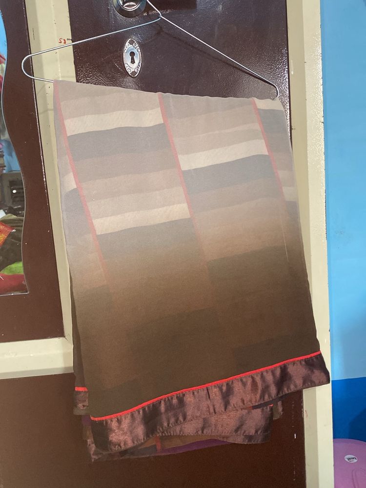 half hal brown georgette saree