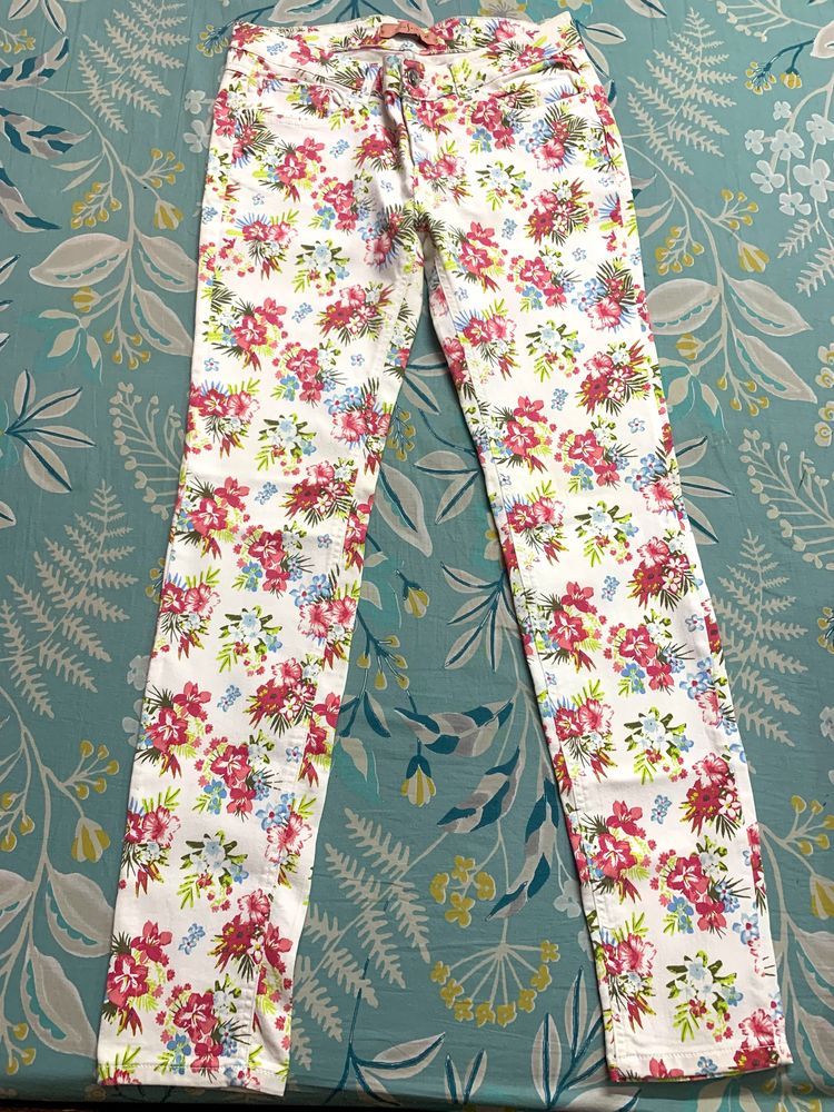 Denim Floral Jeans Women