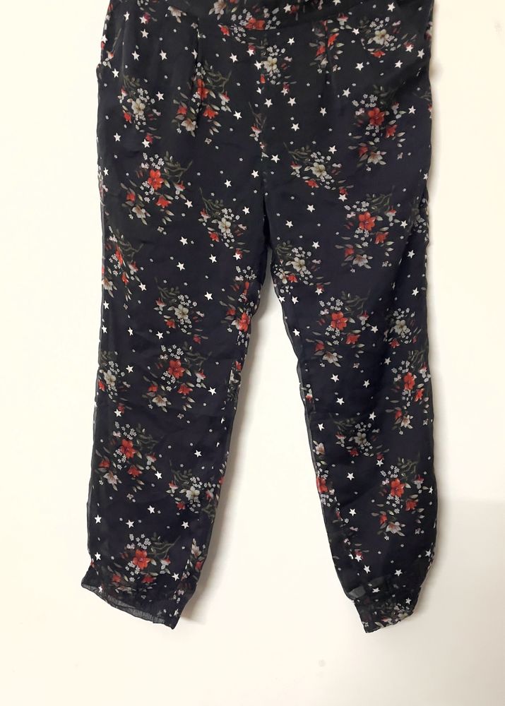 Black Floral Print Lower