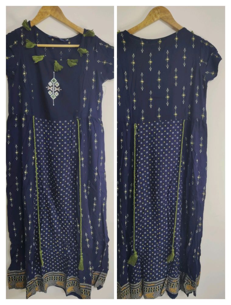 Navy Blue And Green Kurta