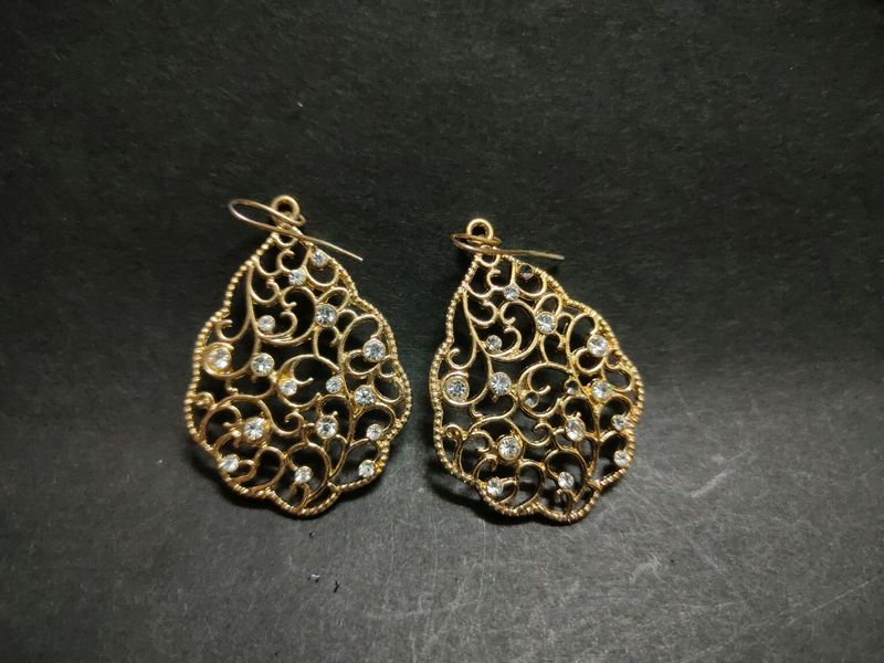 Gold Plated With Diamond Earring (Unused)