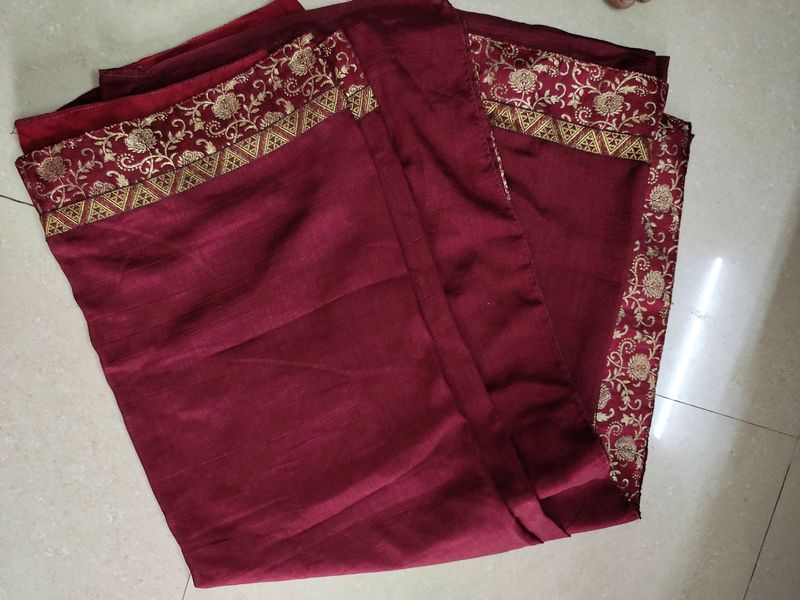 Maroon Colour Synthetic Saree