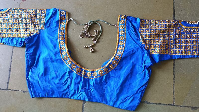 Blue Embroidery Work Blouse