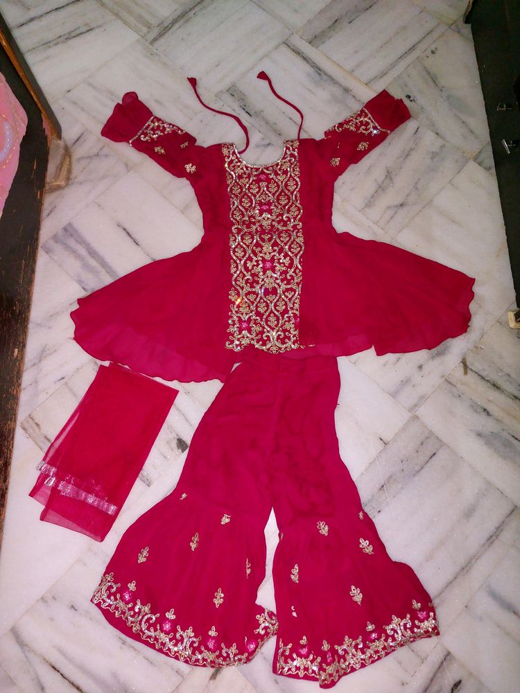 Marjenta Pink Kurta Pyjama Duppata Set