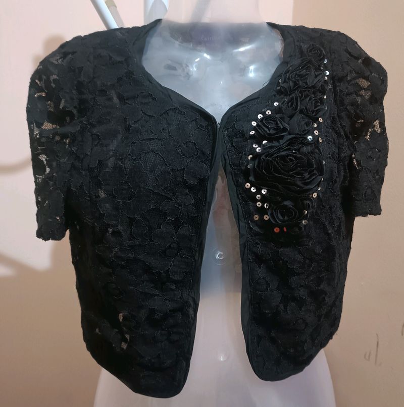 Black Blouse Net Front Open (Women's)