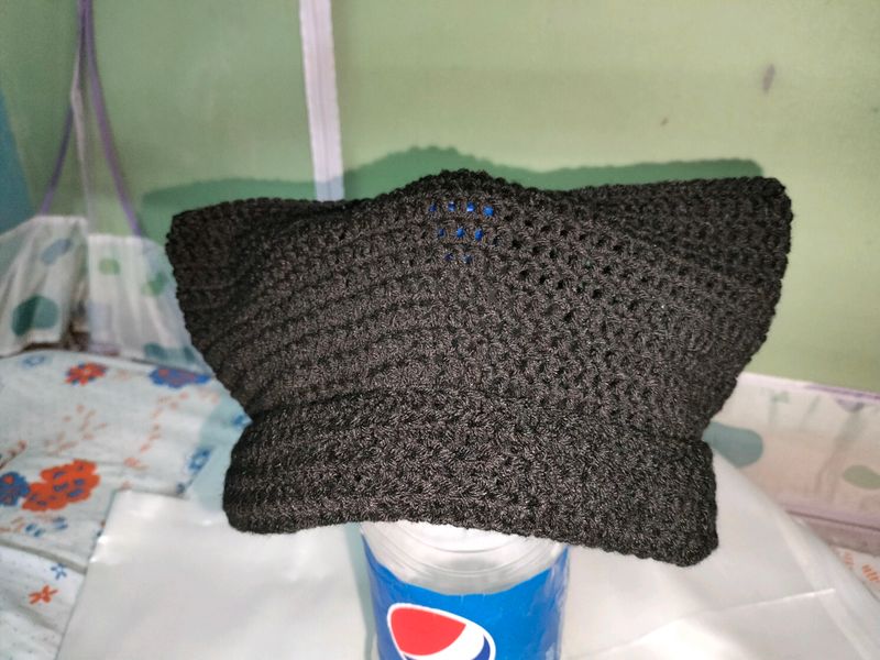 Crochet Black Cat Beanie