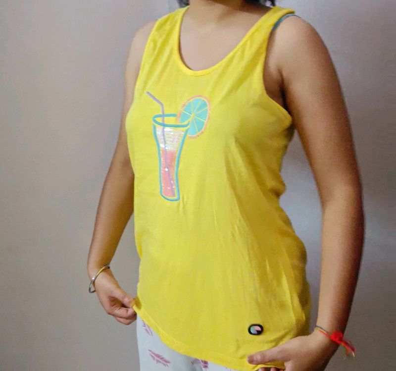 Lime Yellow Stylish Half Sleeves T-shirt