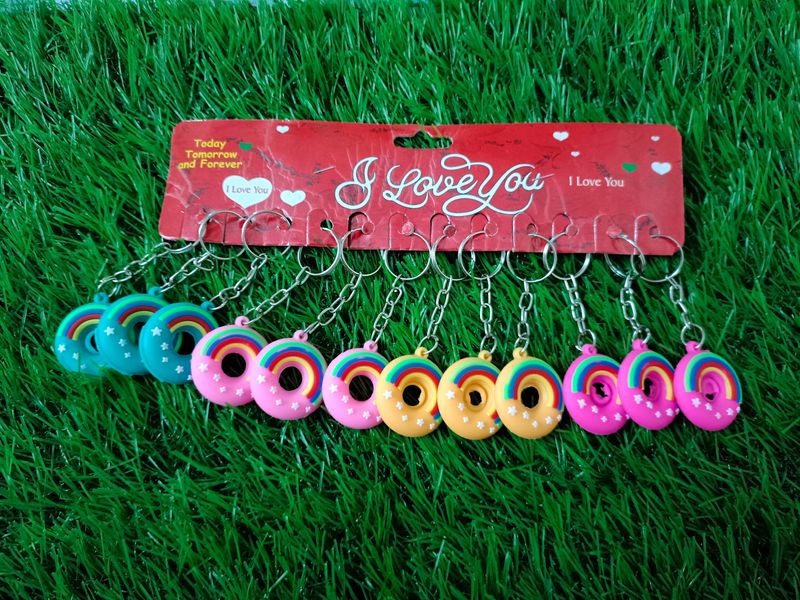 Set Of 12 Donut Keychains