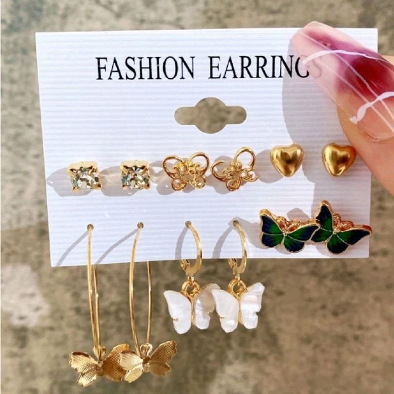 Korean Earrings Combo Of 6.