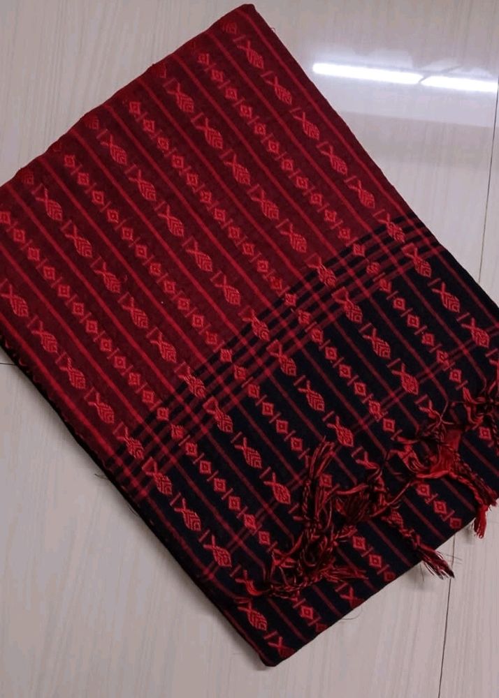 Begumpuri Khadi Saree (Red ♥️ Black 🖤)