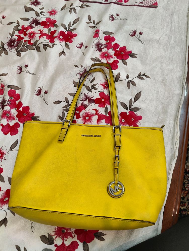 MK Lime Yellow/ Green Tote Bag