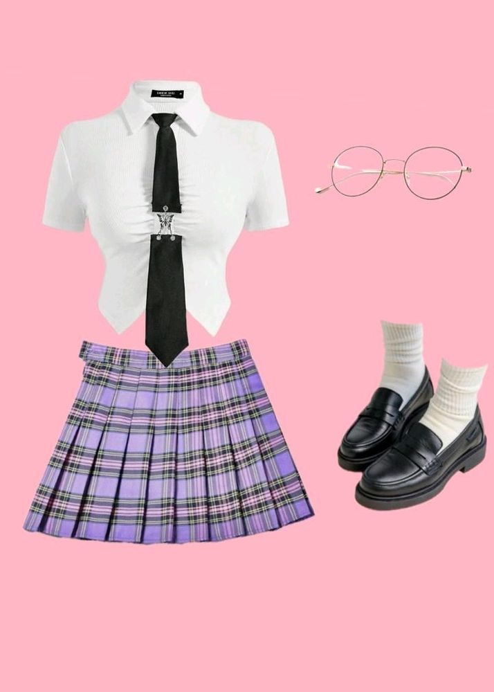 Purple Checkered Skirt💌