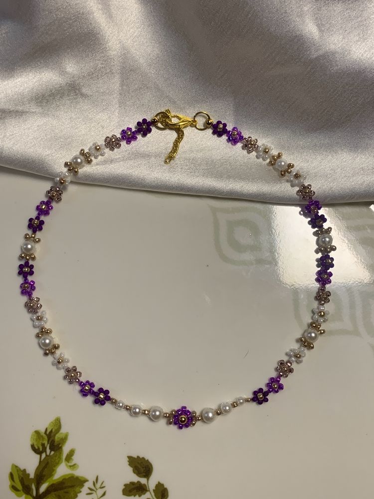 purple floral necklace